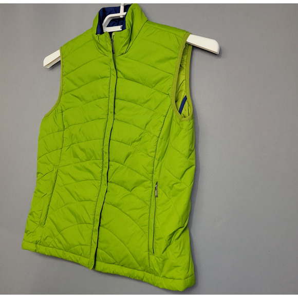 Lands End Puffer Vest Womens Small Green Blue Full Zipper Pockets Sleeveless - Picture 4 of 11
